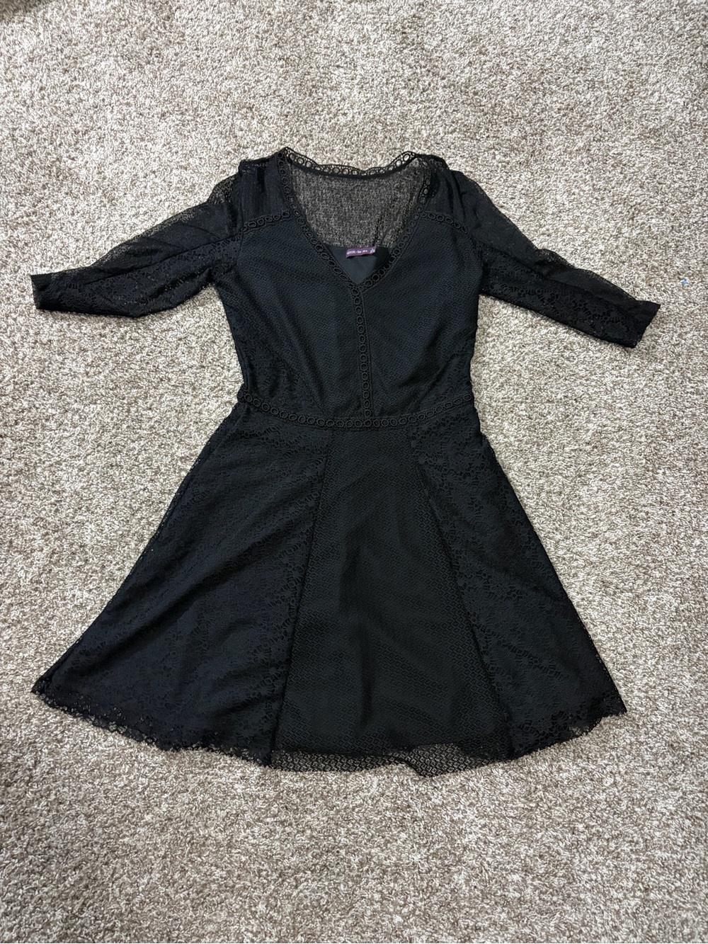 Bershka Black Lace Fit-and-Flare Dress